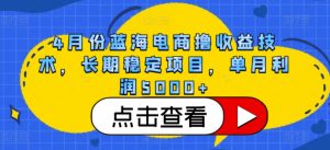 4月份蓝海电商撸收益技术，长期稳定项目，单月利润5000+【揭秘】-赚金金-技能学习分享
