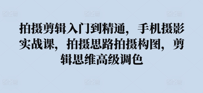拍摄剪辑入门到精通，​手机摄影实战课，拍摄思路拍摄构图，剪辑思维高级调色-赚金金-技能学习分享