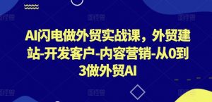 AI闪电做外贸实战课，​外贸建站-开发客户-内容营销-从0到3做外贸AI-赚金金-技能学习分享