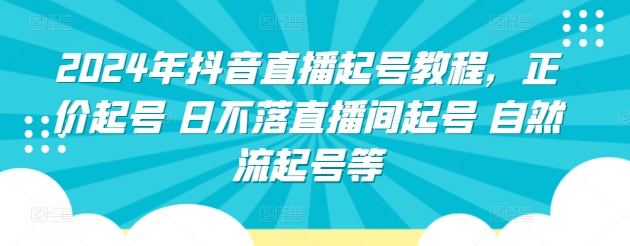 2024年抖音直播起号教程，正价起号 日不落直播间起号 自然流起号等-赚金金-技能学习分享