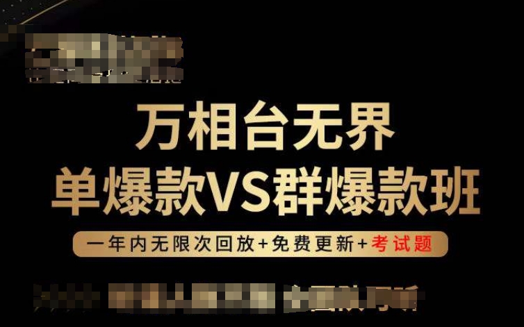 万相台无界单爆款VS群爆款班,选择大于努力,让团队事半功倍!-赚金金-技能学习分享
