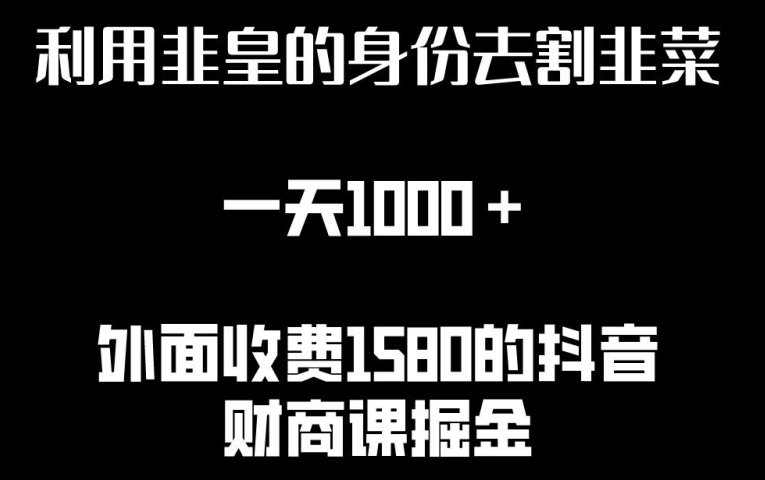 利用非皇的身份去割韭菜，一天1000+(附详细资源)【揭秘】-赚金金-技能学习分享