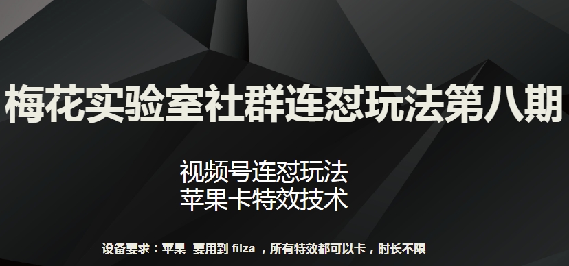 梅花实验室社群连怼玩法第八期，视频号连怼玩法 苹果卡特效技术【揭秘】-赚金金-技能学习分享