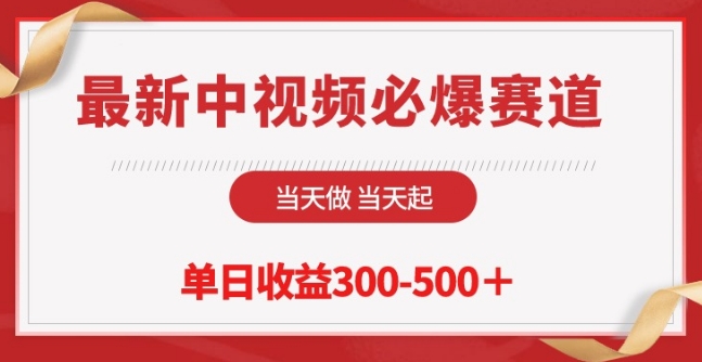 最新中视频必爆赛道,当天做当天起,单日收益300-500+【揭秘】-赚金金-技能学习分享