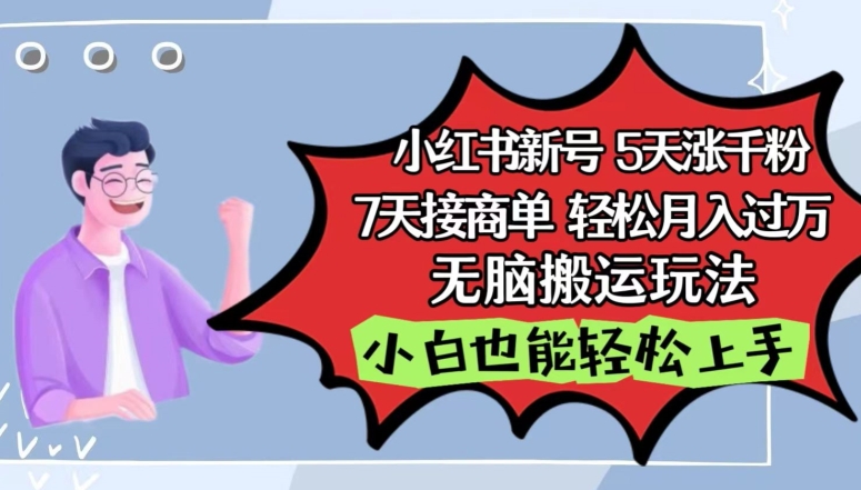 小红书影视泥巴追剧5天涨千粉，7天接商单，轻松月入过万，无脑搬运玩法【揭秘】-赚金金-技能学习分享