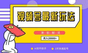 视频号最新玩法,美剧解说,利用AI软件,3天起号,新手小白也能月入2万+【揭秘】-赚金金-技能学习分享