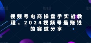 视频号电商实战教程,2024视频号最赚钱的赛道分享-赚金金-技能学习分享