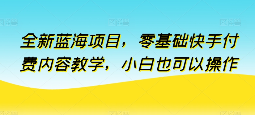 全新蓝海项目，零基础快手付费内容教学，小白也可以操作【揭秘】-赚金金-技能学习分享