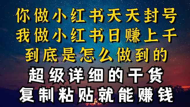 都知道小红书能引流私域变现，可为什么我能一天引流几十人变现上千，但你却频频封号违规被限流【揭秘】-赚金金-技能学习分享