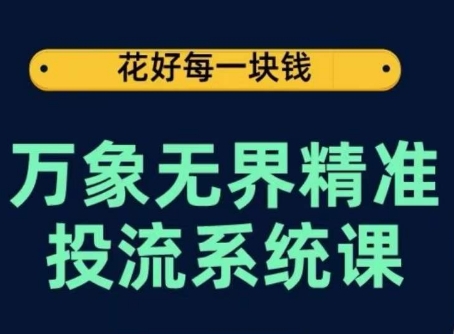 万象无界精准投流系统课，从关键词到推荐，从万象台到达摩盘，从底层原理到实操步骤-赚金金-技能学习分享