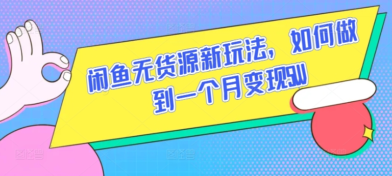 闲鱼无货源新玩法，如何做到一个月变现5W【揭秘】-赚金金-技能学习分享