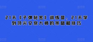 21天《子弹秘密》训练营,21天学到顶尖文案大师的策略和技巧-赚金金-技能学习分享