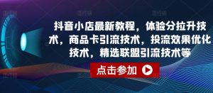 抖音小店最新教程,体验分拉升技术,商品卡引流技术,投流效果优化技术,精选联盟引流技术等-赚金金-技能学习分享