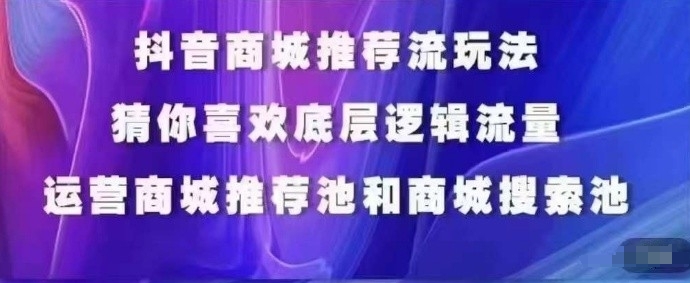 抖音商城运营课程，猜你喜欢入池商城搜索商城推荐人群标签覆盖-赚金金-技能学习分享