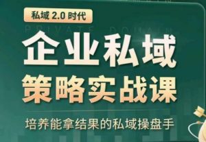 私域2.0:企业私域策略实战课,培养能拿结果的私域操盘手-赚金金-技能学习分享