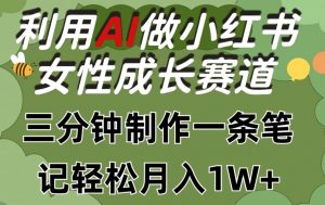 利用Ai做小红书女性成长赛道,三分钟制作一条笔记,轻松月入1w+【揭秘】-赚金金-技能学习分享