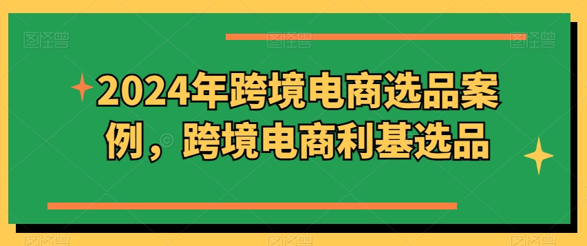 2024年跨境电商选品案例，跨境电商利基选品-赚金金-技能学习分享