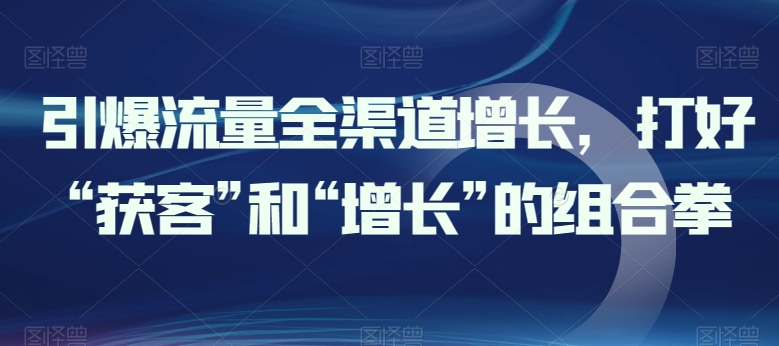 引爆流量全渠道增长，打好“获客”和“增长”的组合拳-赚金金-技能学习分享