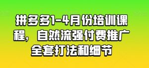 拼多多1-4月份培训课程,自然流强付费推广全套打法和细节-赚金金-技能学习分享