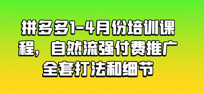 拼多多1-4月份培训课程，自然流强付费推广全套打法和细节-赚金金-技能学习分享