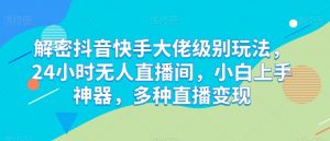 解密抖音快手大佬级别玩法,24小时无人直播间,小白上手神器,多种直播变现【揭秘】-赚金金-技能学习分享