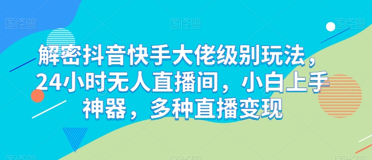 解密抖音快手大佬级别玩法，24小时无人直播间，小白上手神器，多种直播变现【揭秘】-赚金金-技能学习分享