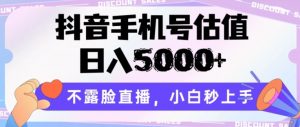 抖音手机号估值,日入5000+,不露脸直播,小白秒上手【揭秘】-赚金金-技能学习分享