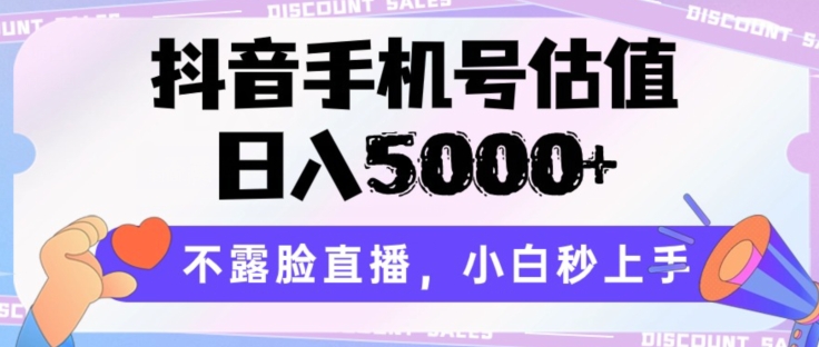 抖音手机号估值，日入5000+，不露脸直播，小白秒上手【揭秘】-赚金金-技能学习分享