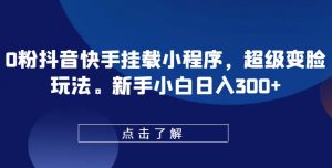 0粉抖音快手挂载小程序,超级变脸玩法,新手小白日入300+【揭秘】-赚金金-技能学习分享