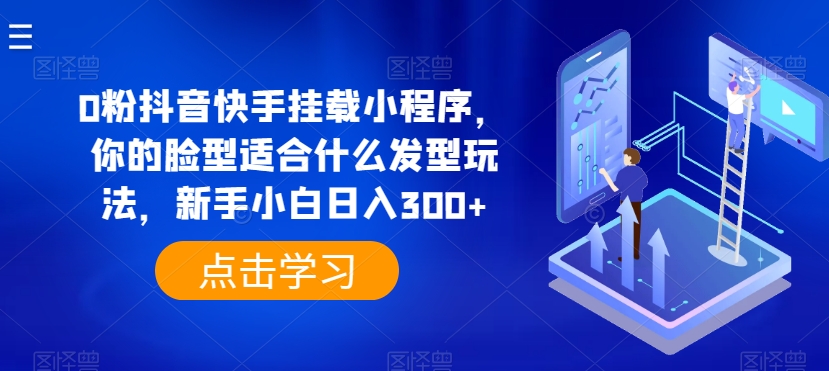 0粉抖音快手挂载小程序，你的脸型适合什么发型玩法，新手小白日入300+【揭秘】-赚金金-技能学习分享