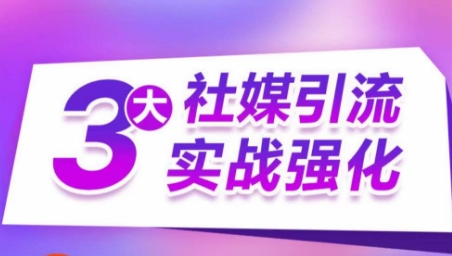 3大社媒引流实战强化，多渠道站外引流，高效精准获客，订单销售额翻倍增长-赚金金-技能学习分享