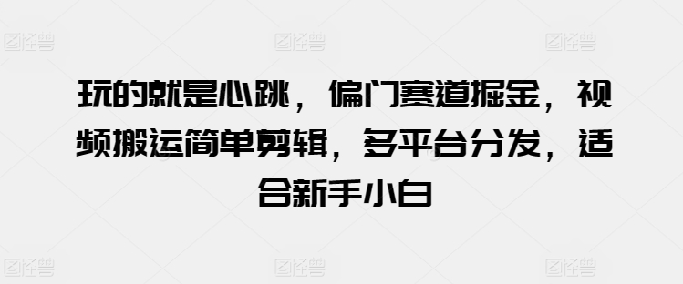 玩的就是心跳，偏门赛道掘金，视频搬运简单剪辑，多平台分发，适合新手小白【揭秘】-赚金金-技能学习分享