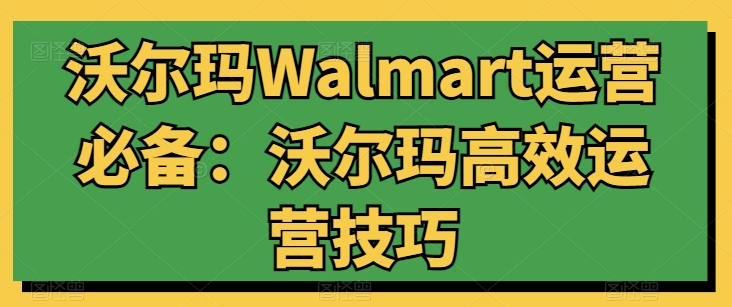 沃尔玛Walmart运营必备:沃尔玛高效运营技巧-赚金金-技能学习分享