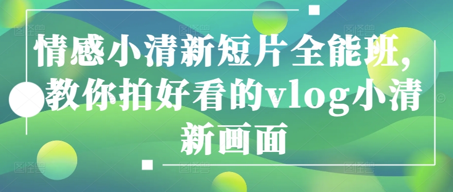 情感小清新短片全能班，教你拍好看的vlog小清新画面-赚金金-技能学习分享