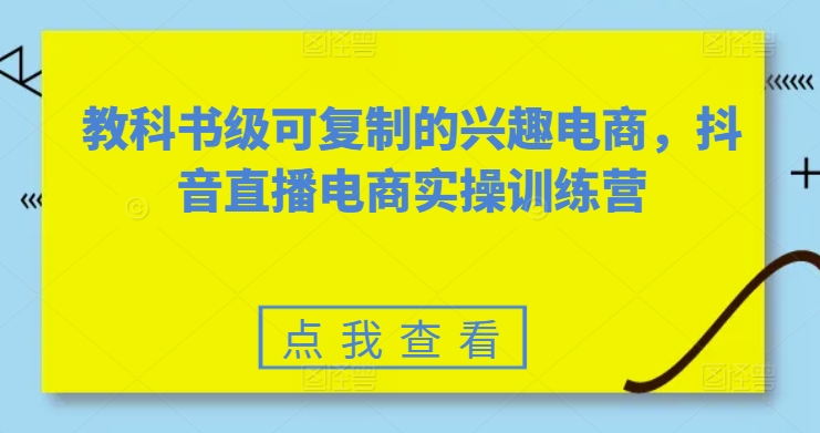 教科书级可复制的兴趣电商，抖音直播电商实操训练营-赚金金-技能学习分享