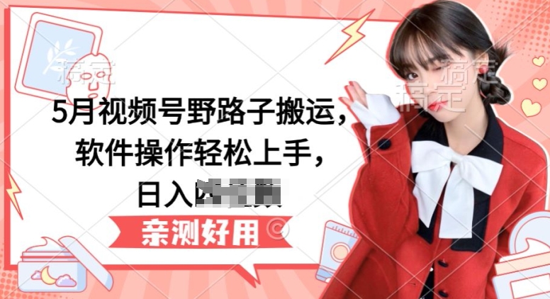 5月视频号野路子搬运,软件操作轻松上手,日入三位数【揭秘】-赚金金-技能学习分享