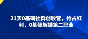 21天0基础社群创收营,抢占红利,0基础解锁第二职业-赚金金-技能学习分享