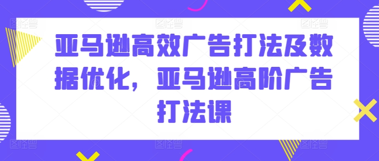 亚马逊高效广告打法及数据优化，亚马逊高阶广告打法课-赚金金-技能学习分享