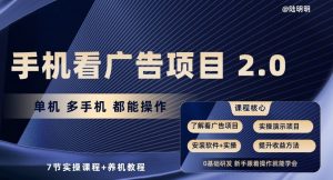 手机看广告项目2.0,单机多手机都能操作,7节实操课程+养机教程【揭秘】-赚金金-技能学习分享