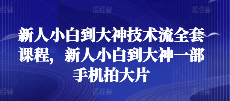 新人小白到大神技术流全套课程，新人小白到大神一部手机拍大片-赚金金-技能学习分享