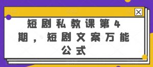 短剧私教课第4期,短剧文案万能公式【揭秘】-赚金金-技能学习分享