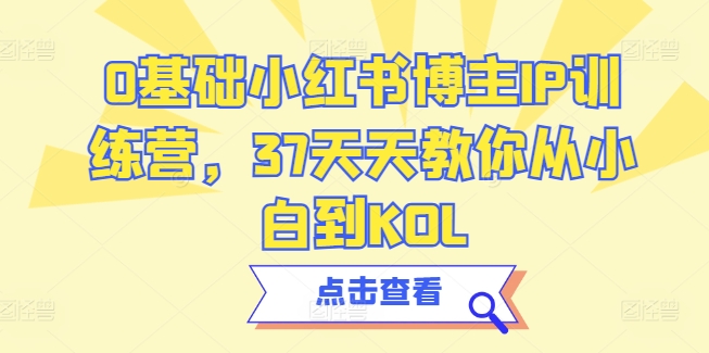 0基础小红书博主IP训练营，37天天教你从小白到KOL-赚金金-技能学习分享