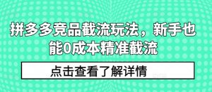 拼多多竞品截流玩法,新手也能0成本精准截流-赚金金-技能学习分享
