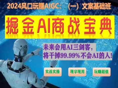 掘金AI商战宝典初级班:如何用AI做文案(实战实操 现学现用 玩赚超值)-赚金金-技能学习分享