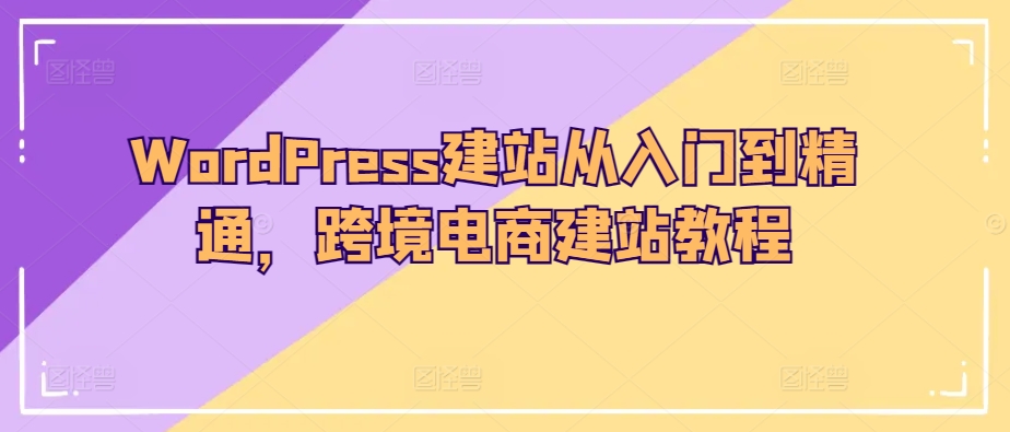WordPress建站从入门到精通，跨境电商建站教程-赚金金-技能学习分享