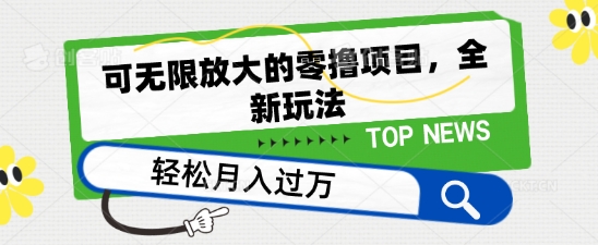 可无限放大的零撸项目，全新玩法，一天单机撸个50+没问题【揭秘】-赚金金-技能学习分享