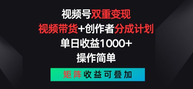 视频号双重变现，视频带货+创作者分成计划 , 操作简单，矩阵收益叠加【揭秘】-赚金金-技能学习分享