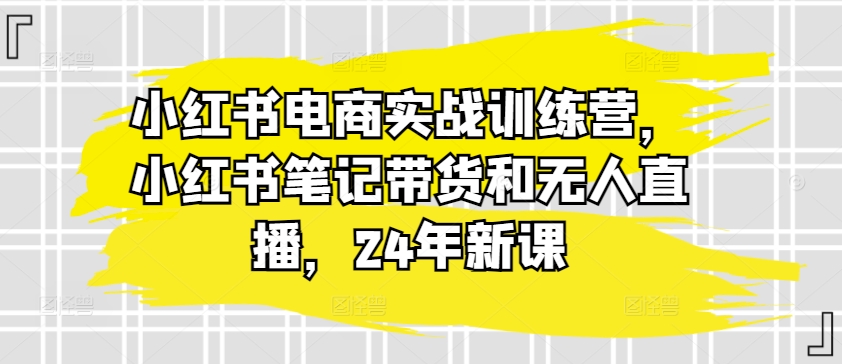 小红书电商实战训练营,小红书笔记带货和无人直播,24年新课-赚金金-技能学习分享