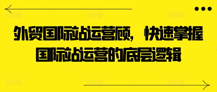 外贸国际站运营顾问，快速掌握国际站运营的底层逻辑-赚金金-技能学习分享