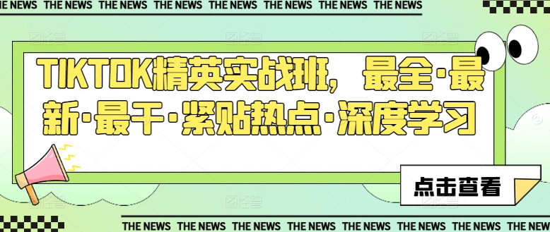 TIKTOK精英实战班，最全·最新·最干·紧贴热点·深度学习-赚金金-技能学习分享